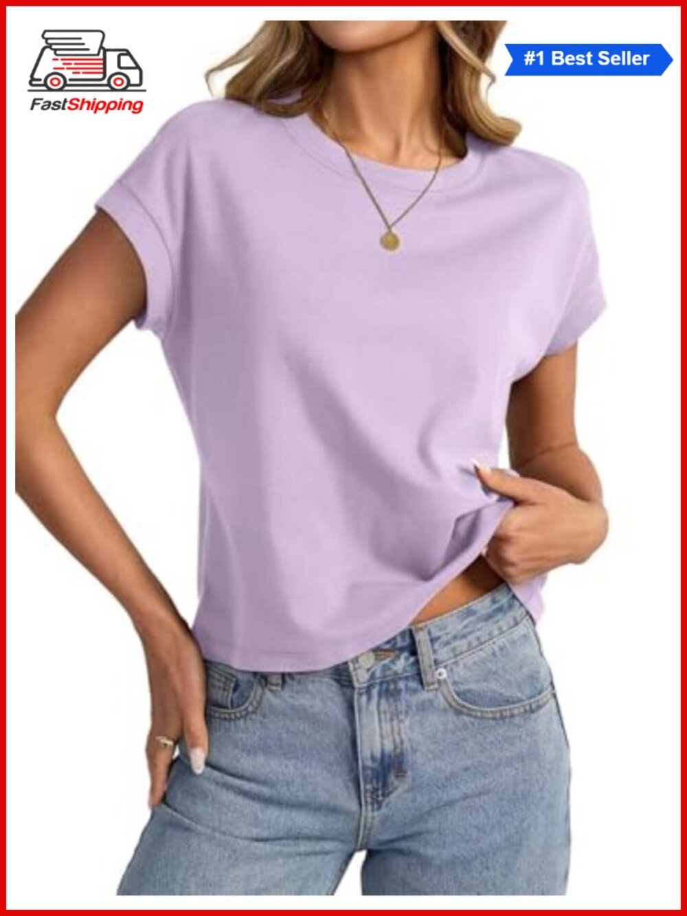 ✨ Womens Cotton Crop Top Loose Fit Crewneck Short Sleeve Summer Tee